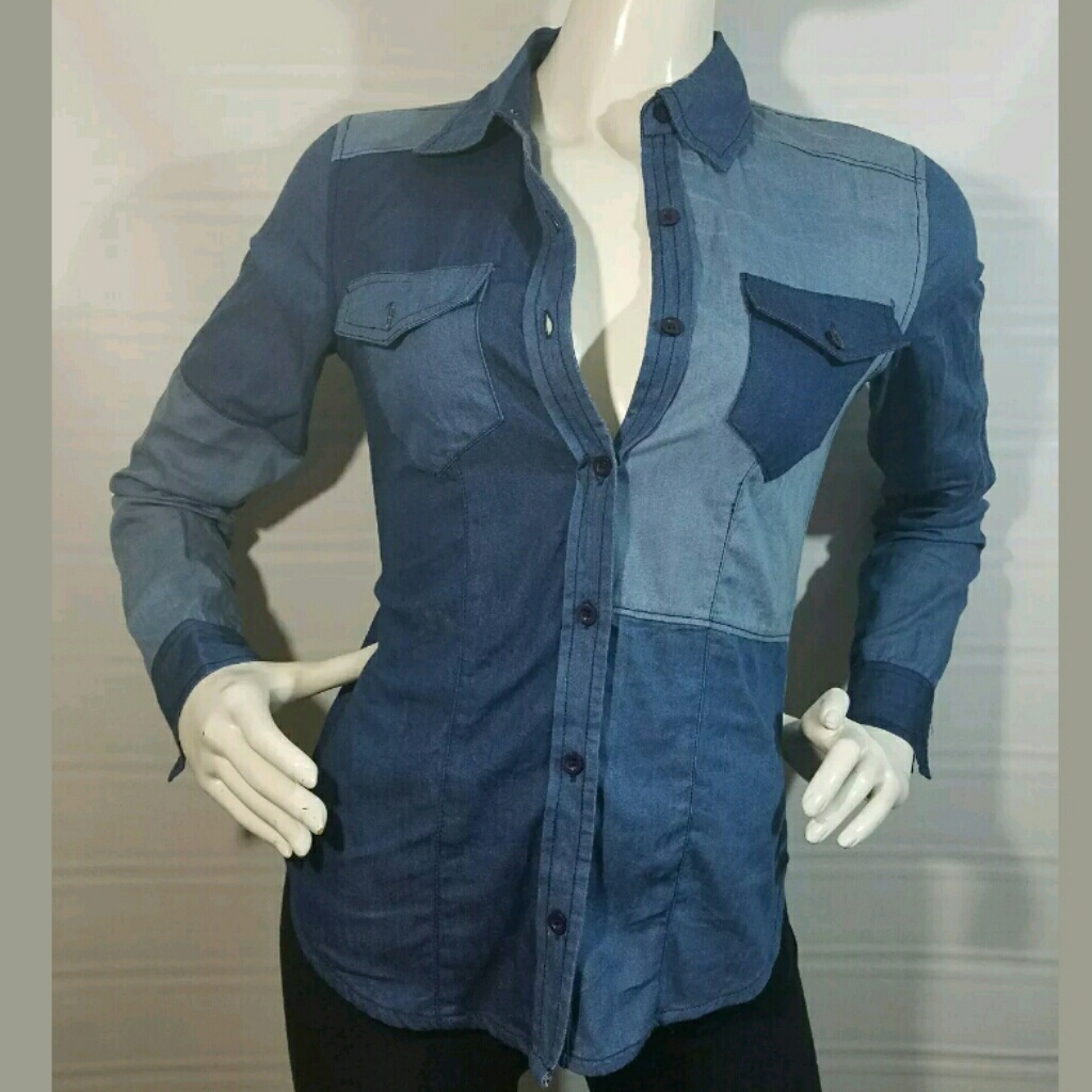 Willow & Clay Patchwork Chambray Top
